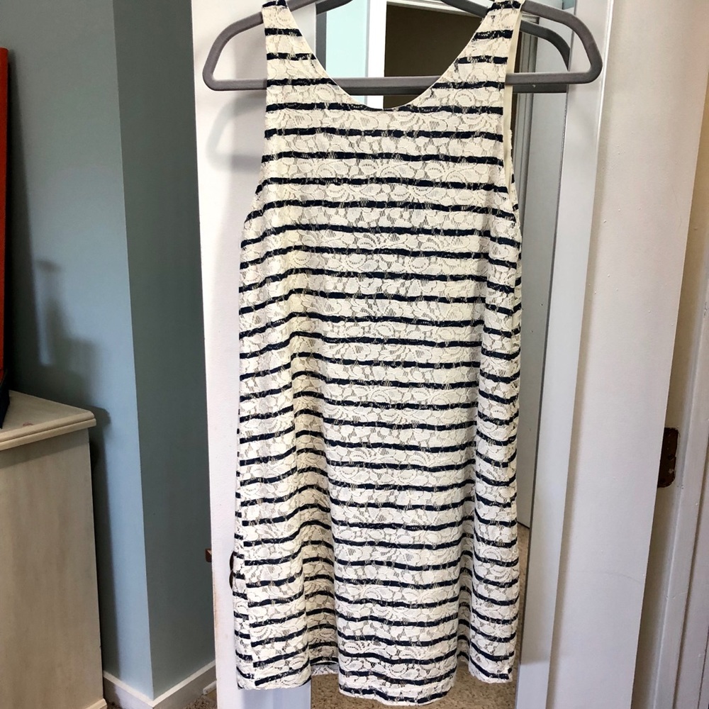 Alta White & Blue Striped Dress
